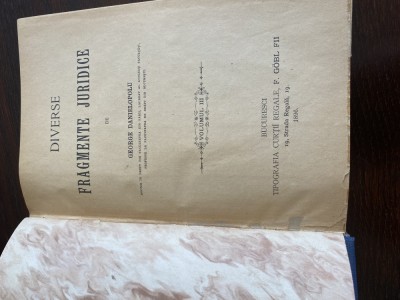 George Danielopolu, Diverse fragmente juridice, vol. 3, 1896 foto