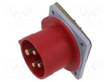 Conector alimentare AC trifazate AMPHENOL IP&amp;S 16A 415V soclu IP44 4 pini flanșă