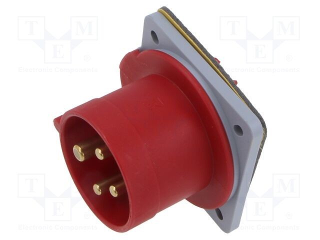 Conector alimentare AC trifazate AMPHENOL IP&amp;S 16A 415V soclu IP44 4 pini flanșă