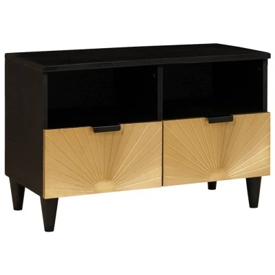 vidaXL Cabinet TV Negru și Aur 70 x 33 x 46 cm Lemn masiv de mango 4017829 foto