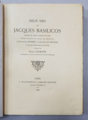DEUX VIES DE JACQUES BASILICOS , publiee par EMILE LEGRAND foto