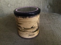 kandia delta cutie de bomboane crocante cu crema de alune cutie din tabla reclama romaneasca comunista fara capac