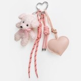 Breloc Charm cu Inimioare si Ursulet, Roz, 25 cm, CMCLASS