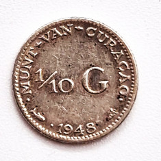 moneda argint Curacao 1/10 gulden 1948 AG. 670 tiraj mic km # 48