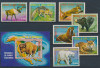 GUINEEA ECUATORIALA-1977-ANIMALE din America de Nord-Bloc si serie de 7 timbre, Nestampilat