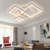 Cumpara ieftin Lustra LED 88W, 3 patrate albe, telecomanda, aplicatie telefon, lumina/rece/calda/neutra, intensitate reglabila
