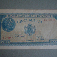 Bancnota 5000 lei 15 Decembrie 1944 Filigran Orizontal - XF+