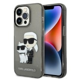 Husa Karl Lagerfeld iPhone 14 Pro Max Hardcase Glitter, Karl&amp;Choupette, negru, KLHCP14XHNKCTGK