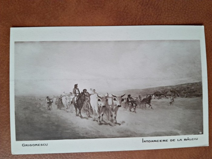 Carte postala reproducere dupa Intoarcerea de la Balciu/Grigorescu, inceput de secol XX