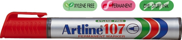 Permanent Marker Artline 107, Corp Plastic, Varf Rotund 1.5mm - Rosu