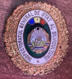QW9 N8 87 - insigna - tematica comunism - silvicultura - Inspectoratul general de stat al silviculturii, Romania de la 1950