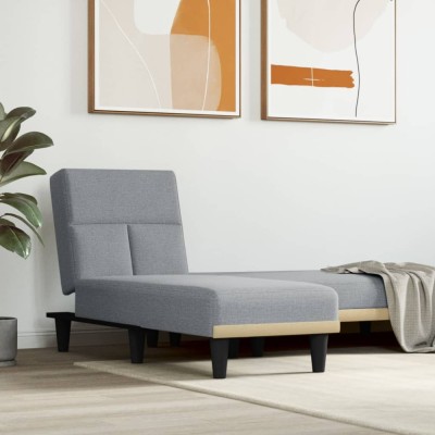 vidaXL Șezlong, gri deschis, material textil foto