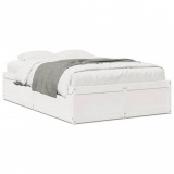 Cadru de pat, alb, 135x190 cm, lemn masiv de pin GartenMobel Dekor, vidaXL