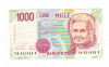 Bancnota Italia 1000 lire 3 octombrie 1990, circulata, stare buna
