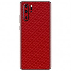 Set Folii Skin Acoperire 360 Compatibile cu Huawei P30 Pro (Set 2) - ApcGsm Wraps Carbon Geranium Red