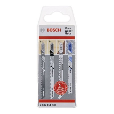 BOSCH Set mixt 15 panze fierastrau pendular, taiere lemn si metal, prindere (T), 92-100 mm foto