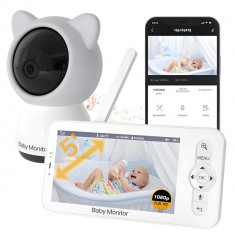 Baby Monitor WiFi 2in1 cu Camera Audio-Video Multi View, VisionHub&amp;reg;, UltraHD/5&amp;rdquo; Night Vision, Aplicatie Telefon, Rotire 355&amp;deg;/90&amp;deg;, Zoom 4X pentru Supra foto