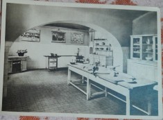 Carte postala, Scoala Centrala de Fete din Bucuresti. Sala de gospodarie, perioada interbelica