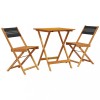 Set mobilier bistro, 3 piese, negru, polipropilena lemn masiv
