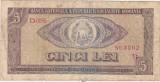 Bancnotă 5 lei 1966 Rom&acirc;nia &ndash; Republica Socialistă, seria D.0185