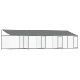 Cusca caini cu acoperis si usi, gri, 8x2x2 m, otel galvanizat