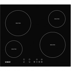 Plita incorporabila Samus PSI-64BG8, Inductie, 4 zone de gatit, Touch control, 9 setari putere, Timer, Blocare acces copii, L 60 cm, Vitroceramica, Ne