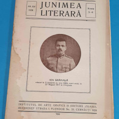 Revista JUNIMEA LITERARA anul 1926 - pe coperta eroul de la Ciresoaia I. Gramada