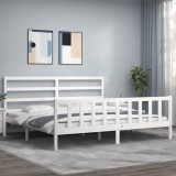 Cumpara ieftin Cadru de pat fără saltea, alb, 200x200 cm, lemn masiv pin