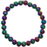 Brățară Obsidian curcubeu, piatră naturală protecție contra energiilor negative, cristal natural electroplated multicolor