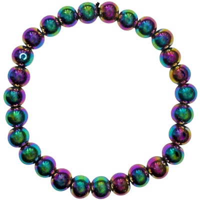 Brățară Obsidian curcubeu, piatră naturală protecție contra energiilor negative, cristal natural electroplated multicolor foto