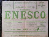 Afis George Enescu,concert unic sala Pleyel Paris,14 dec. 1937,ora 21,rarisim