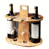Suport din lemn, pentru sticle si pahare de vin, elegant si functional, cu maner ergonomic integrat, practic si estetic