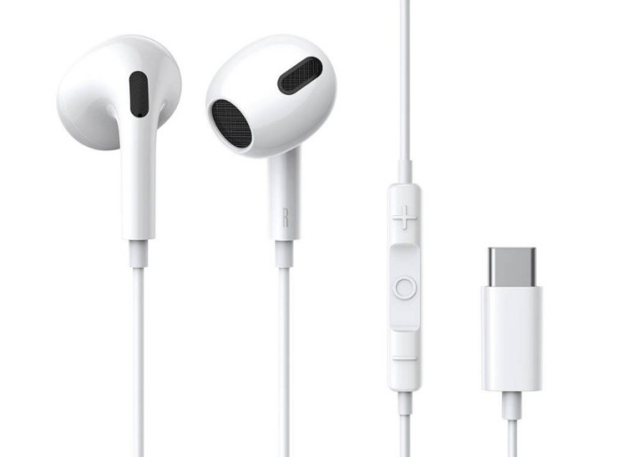 CASTI Baseus Encok C17, pt smartphone, control volum + microfon pe fir, conectare prin cablu USB Type-C, lungime cablu 1.1m, alb &quot;NGCR010002&quot; (timbru