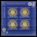 ✅RO 2005 ,LP 1673,&quot;Centenar Rotary &quot;, bloc de 4 marci ,MNH