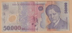 (5) BANCNOTA ROMANIA - 50.000 LEI 2001, POLYMER, PORTRET GEORGE ENESCU, STARE BUNA