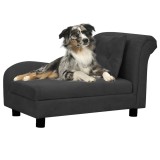 vidaXL Canapea pentru c&acirc;ini cu pernă, negru, 83x44x44 cm, pluș