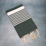 Prosop Fouta Plajă &amp; Spa Verde Inchis Cu Dungi Albe 200 x 100 cm