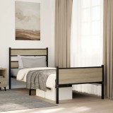VidaXL Cadru pat fără saltea stejar sonoma, 90x200 cm, lemn prelucrat