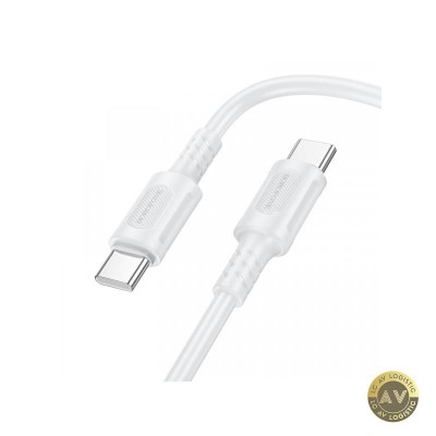 Cablu Date si Incarcare USB-C - USB-C Borofone BX111 Feliz 60W 1m Alb foto