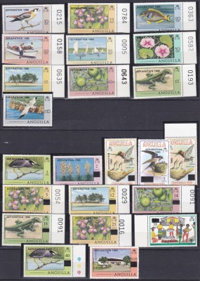 DB1 Anguilla 1980 Supratipar SEPARATION Flora Fauna Ocupatii 23 v. MNH part. cu serii foto