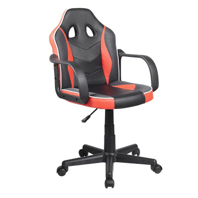 Scaun gaming Jo, maxim 90 kg, piele ecologica, Negru/Rosu foto