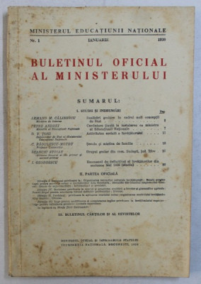 BULETINUL OFICIAL AL MINISTERULUI , No. 1 , IANUARIE , 1939 foto