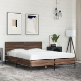 VidaXL Cadru de pat, stejar maro, 120x200 cm, lemn prelucrat și metal 3279996