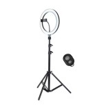 Set Lampa circulara profesionala, Ring Fill Light, diametru 30 cm, 12 inch, 180 Led-uri si Trepied 120 cm, 3 moduri de lumina, 10 trepte reglaj, supor
