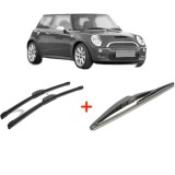 Cumpara ieftin Set 3 stergatoare MINI MINI (R50, R53) din 2001 - 2006, pentru parbriz si luneta fata si spate auto, Bosch Twin, din cauciuc siliconat rezistent, MINI