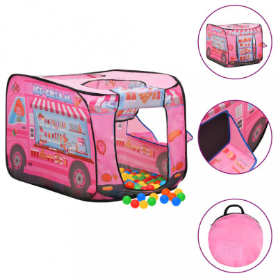 Cort de joacă pentru copii cu 250 bile, roz, 70x112x70 cm foto