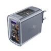 Acumulator pentru Priza, 2 X USB-C, USB, GaN, PD65W - Acesfast (A45) - Gray, Acefast