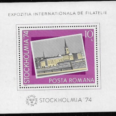 C523 - Romania 1974 - Stockholmia bloc neuzat,perfecta stare