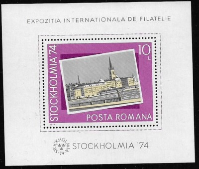 C523 - Romania 1974 - Stockholmia bloc neuzat,perfecta stare foto