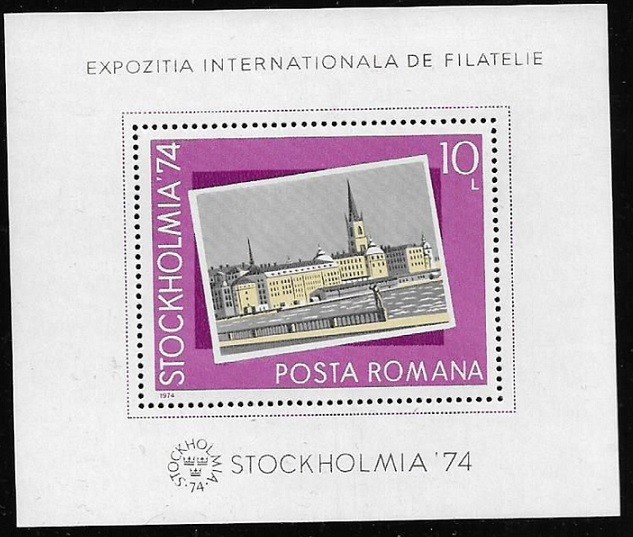 C523 - Romania 1974 - Stockholmia bloc neuzat,perfecta stare